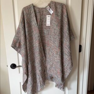 Chico's Textured Gray and Orange Poncho